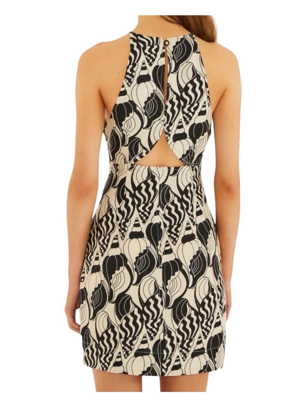 FARM RIO Sand Diamond Seashell Serenade Cut Out Mini Dress - Picture 2 of 16